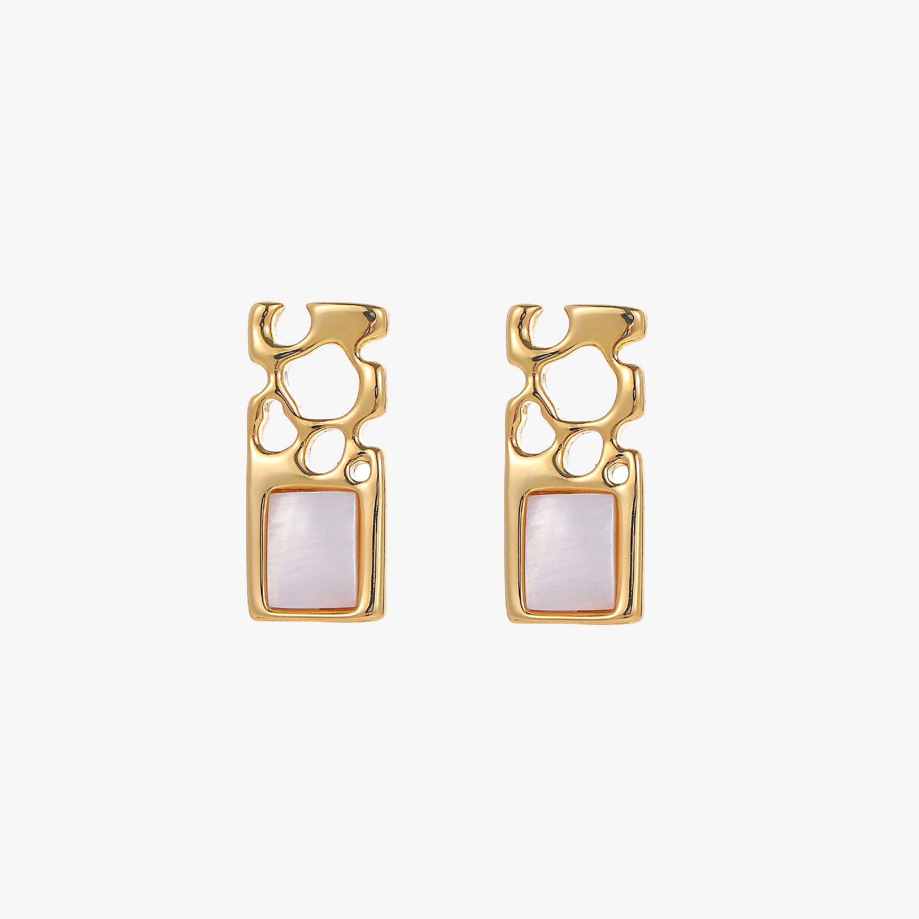 Claire - 18K Fancy Natural Mother-of-Pearl Geometirc Stud Earrings