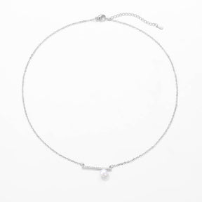 Aurélie Blanc - Platinum Natural Pearl & Zircons Stud Earrings & Necklace Jewelry Set