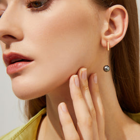 Melanie - Classy Flawless Black Pearl Drop Earrings