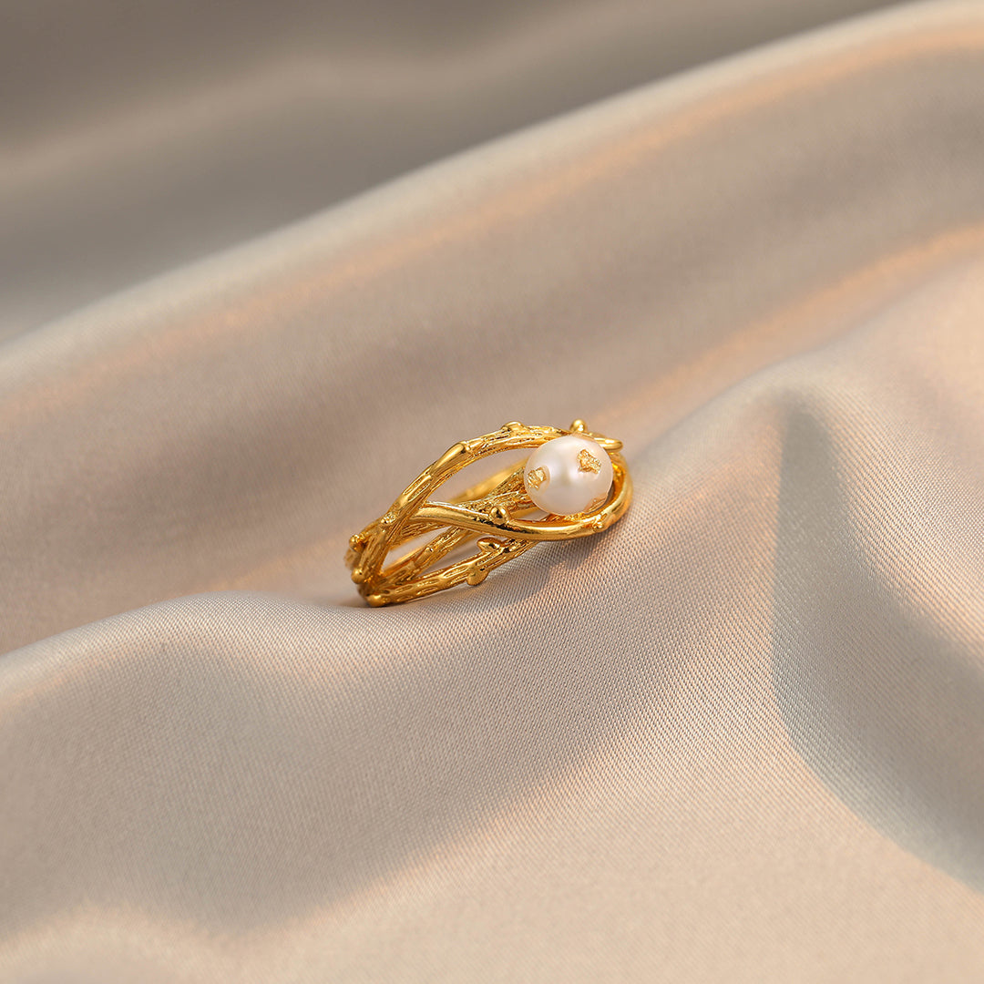 Harriet - 18K Lavish Gold Foil Natural Pearl Ring