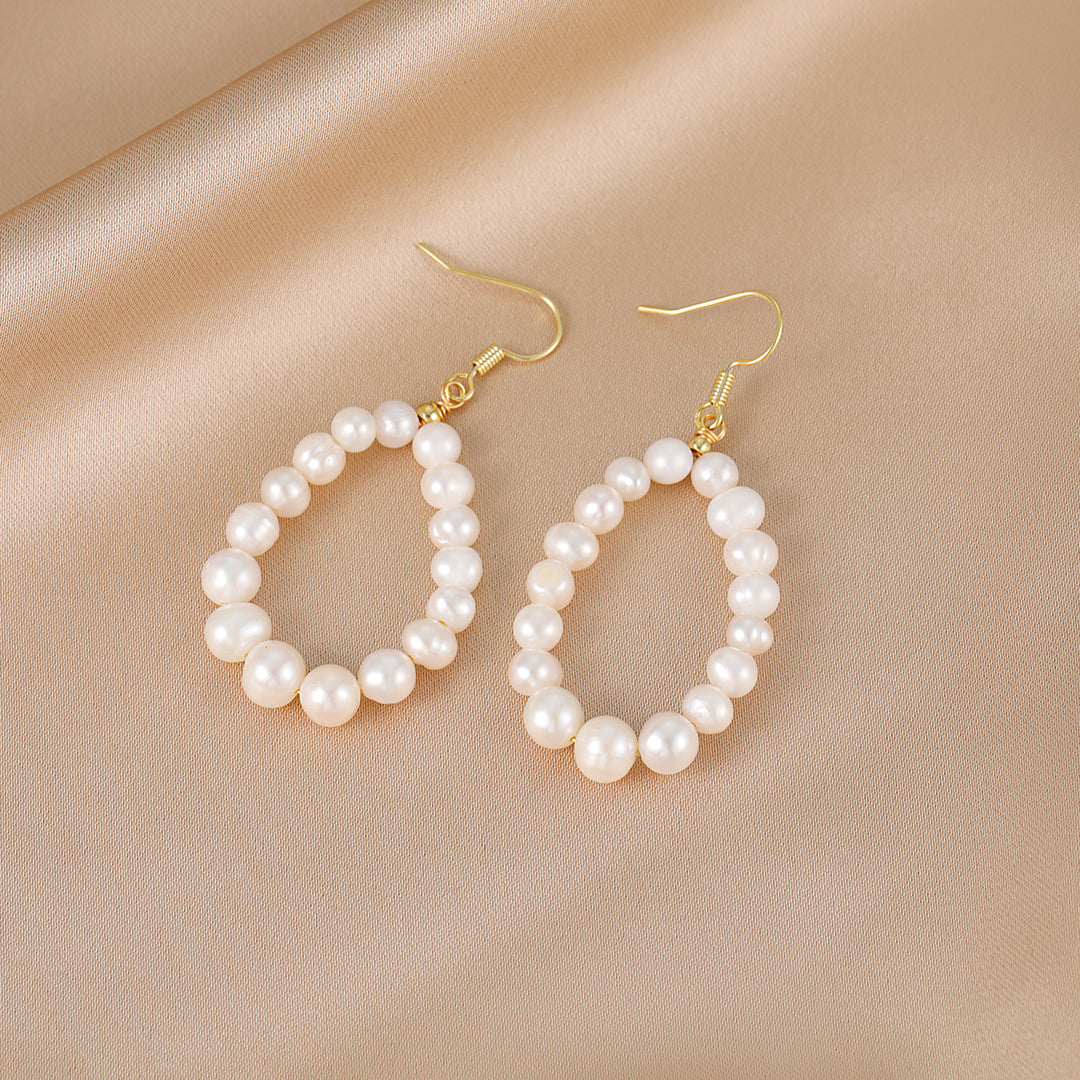 Félice - 18K Romantic Natural Pearls Loop Earrings Ear Danglers