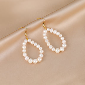 Félice - 18K Romantic Natural Pearls Loop Earrings Ear Danglers