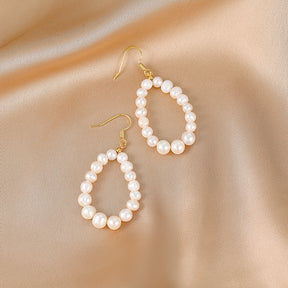 Félice - 18K Romantic Natural Pearls Loop Earrings Ear Danglers