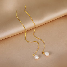 Hope - 18K Classy Natural Pearl Long Chain Earrings