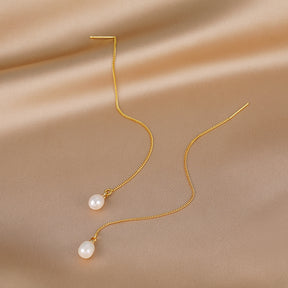 Hope - 18K Classy Natural Pearl Long Chain Earrings