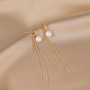 Berthe - 14K Radiant Multi-chains Natural Pearl Ear Danglers Earrings Tassels