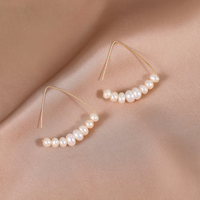 Eve - 14K Natural Pearl Triangle Hoop Earrings