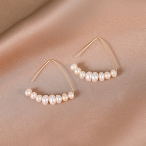 Eve - 14K Natural Pearl Triangle Hoop Earrings