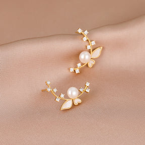 Blisse - 18K Dainty Natural Pearl & Mother-of-Pearl Symmetrical Stud Earrings