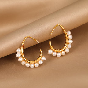 Charlotte - 18K Elegant Natural Pearls Hoop Earrings