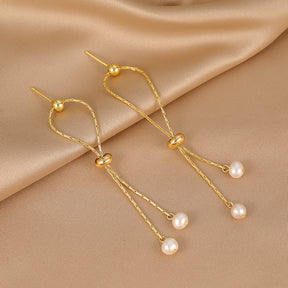 Risette - 18K Striking Natural Pearls Ear Danglers Earrings