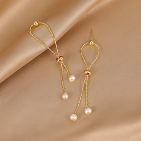 Risette - 18K Striking Natural Pearls Ear Danglers Earrings