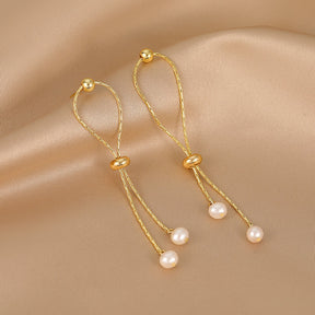 Risette - 18K Striking Natural Pearls Ear Danglers Earrings