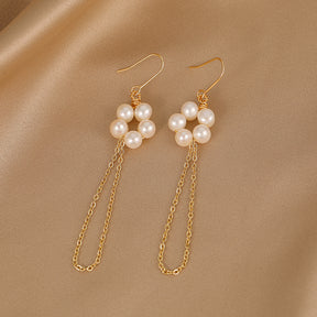 Gardenia - 18K Stylish Natural Pearl Ear Danglers Earrings with Long Tassel