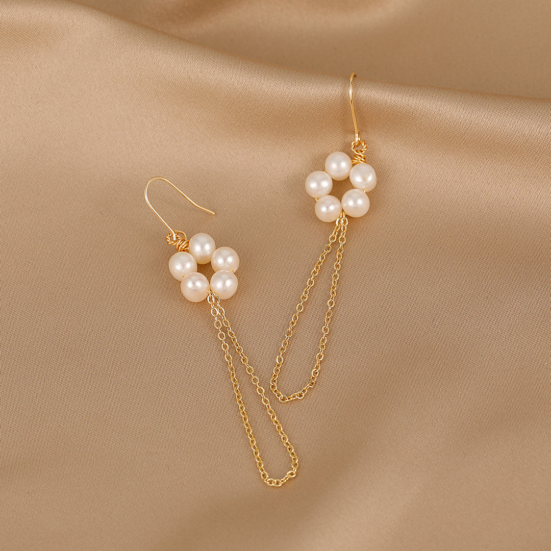 Gardenia - 18K Stylish Natural Pearl Ear Danglers Earrings with Long Tassel