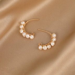 Belle - 18K Natural Pearl Hoop Earrings