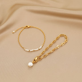 Elsie - 18K Exquisite Natural Pearls Bracelet Set