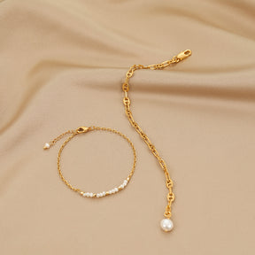 Elsie - 18K Exquisite Natural Pearls Bracelet Set