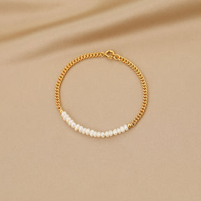 Aspen - 18K Daily Half Chain Half Natural Pearls Beaded Bracelet