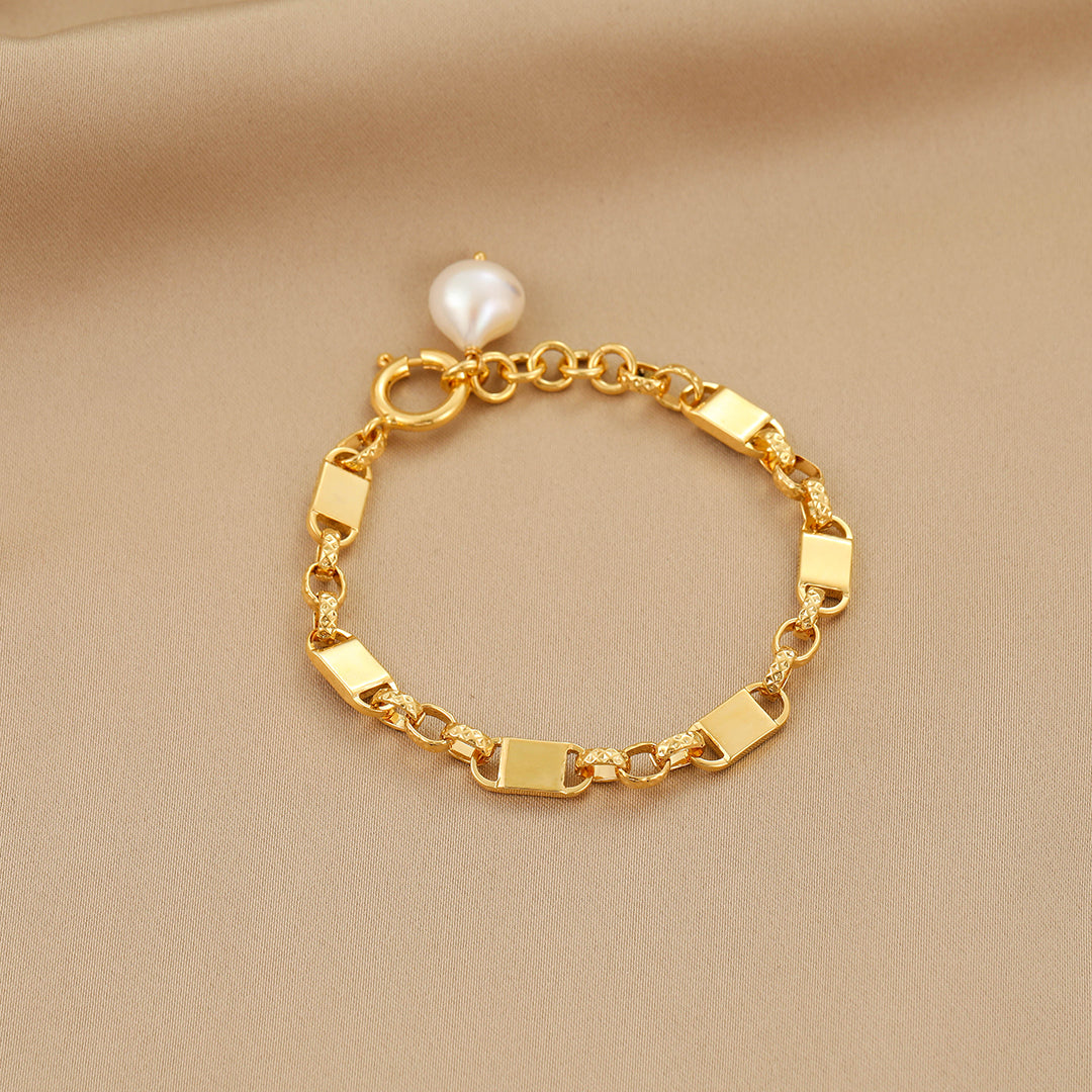 Evan - 18K Stunning Locking Chain Natural Pearl Bracelet