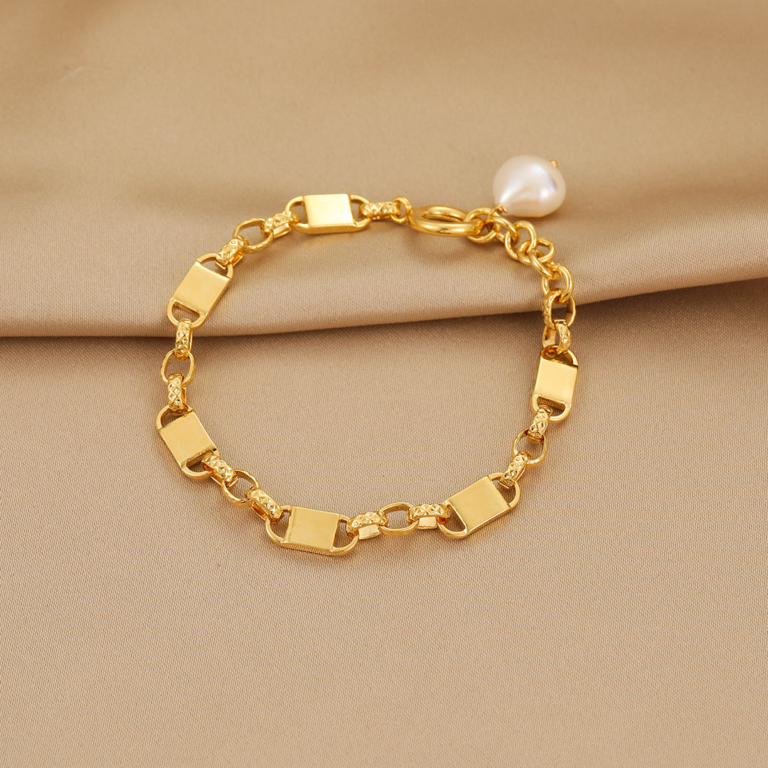 Evan - 18K Stunning Locking Chain Natural Pearl Bracelet