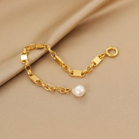 Evan - 18K Stunning Locking Chain Natural Pearl Bracelet