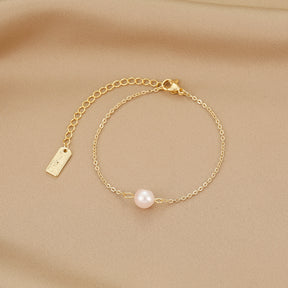 Ashley - 14K Classic Single Natural Pearl Drop Bracelet