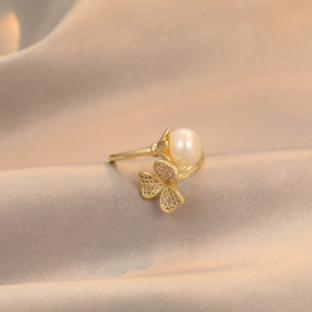 Honorine - 14K Floral Natural Pearl Ring