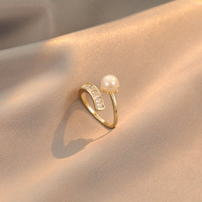 Cynthia - 14K Bejeweled Natural Pearl Ring