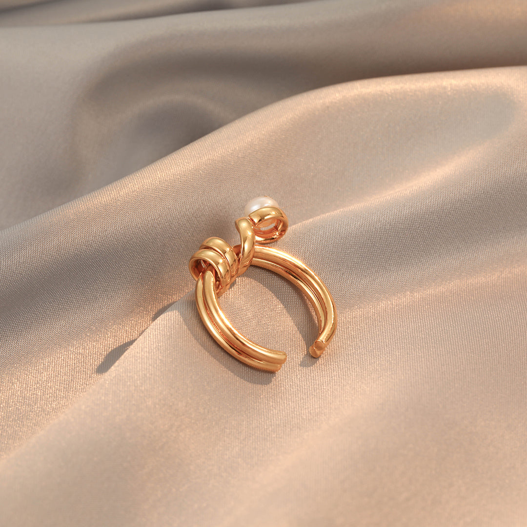 Tana - 18K Modern Gold Foil Natural Pearl Ring