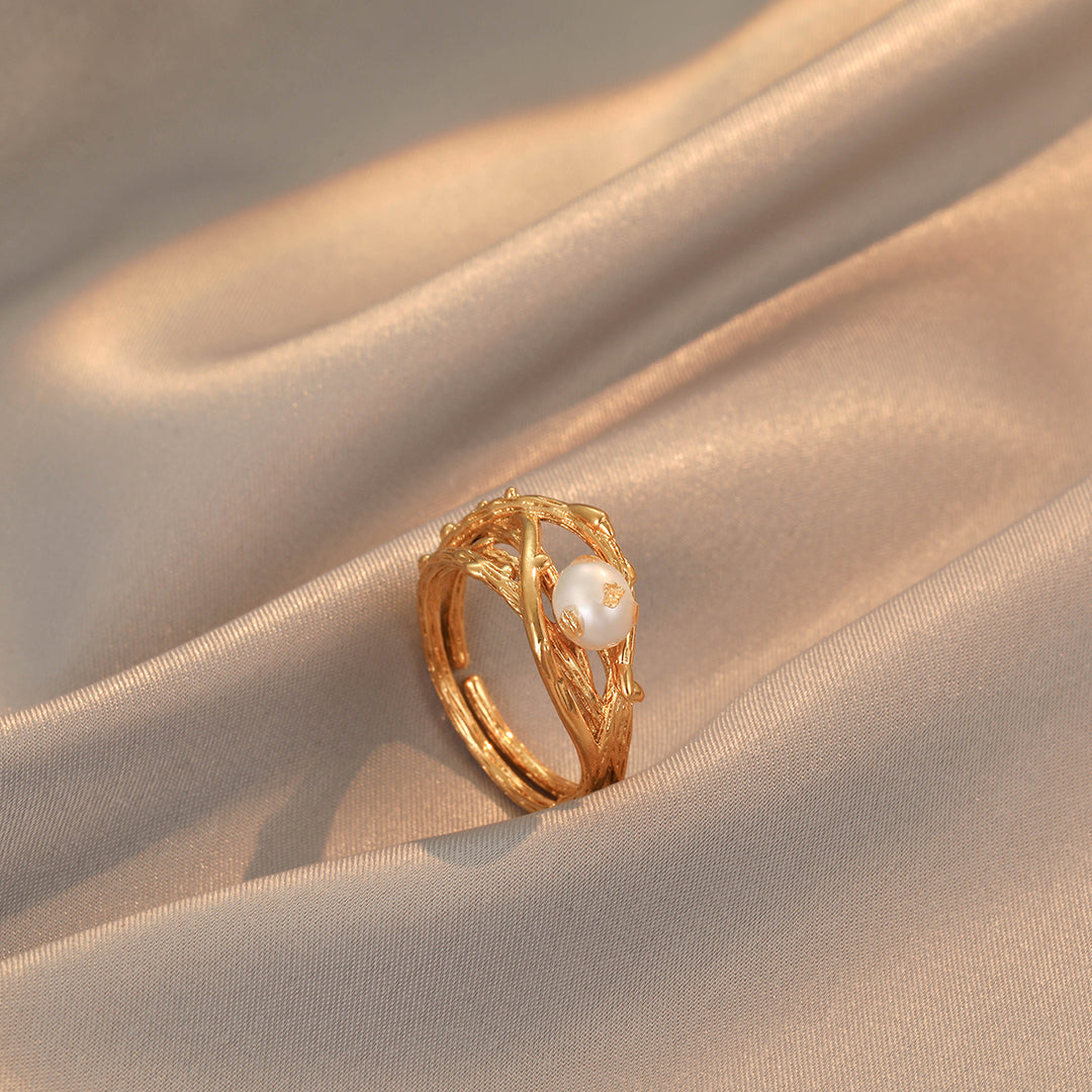 Harriet - 18K Lavish Gold Foil Natural Pearl Ring