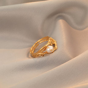 Harriet - 18K Lavish Gold Foil Natural Pearl Ring