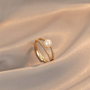 Theodora - 18K Bejeweled Stunning Natural Pearl Ring