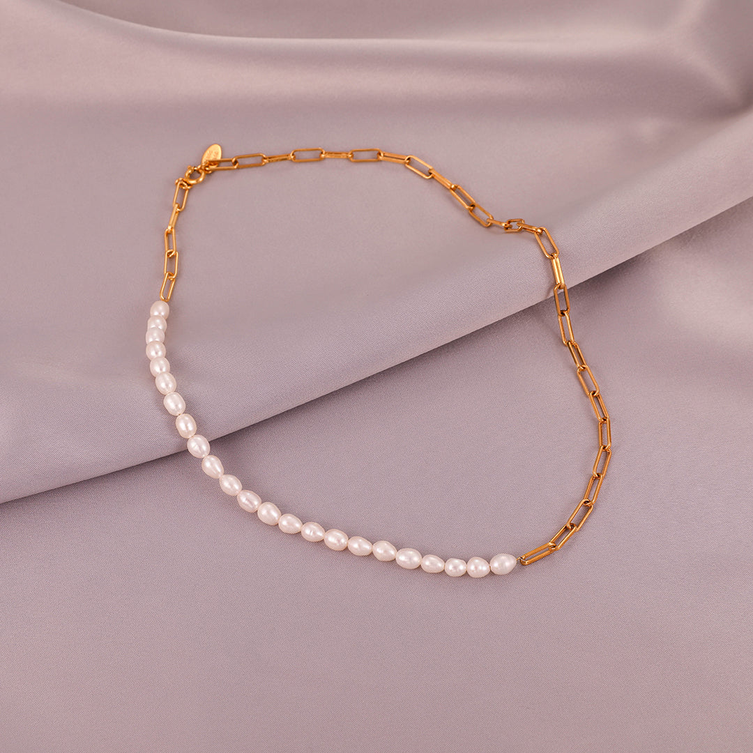 Addison - 18K Chic Chain Natural Pearls Necklace