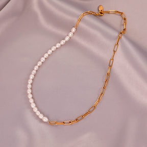 Addison - 18K Chic Chain Natural Pearls Necklace