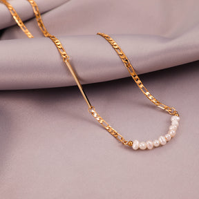 Carolina - 18K Dainty Natural Pearls Necklace with Delicate Chain