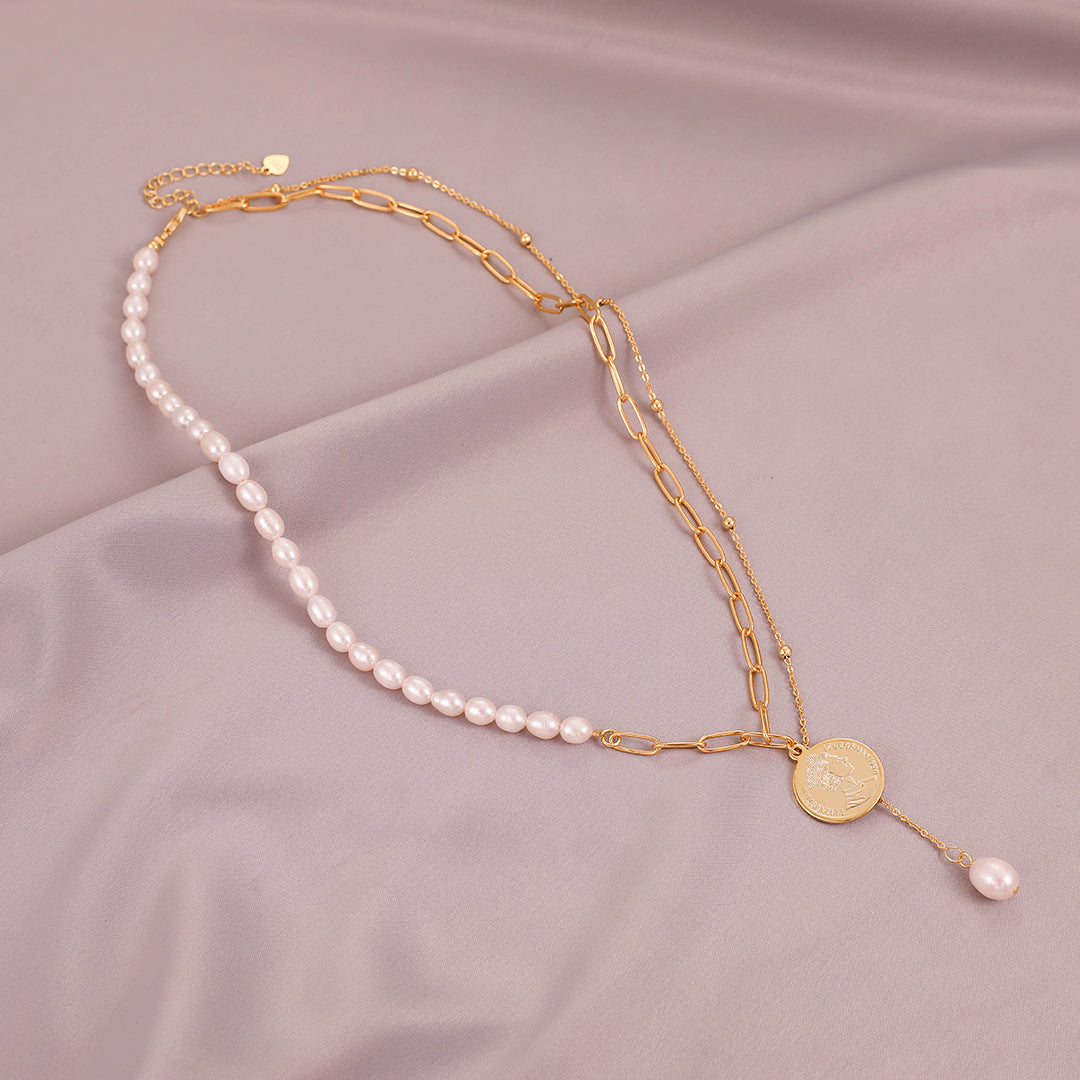 Rebecca - 18K Delicate Chains & Natural Pearls Necklace