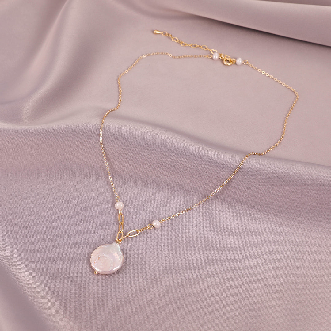 Camille - 14K Natural Baroque Pearl Pendant Necklace