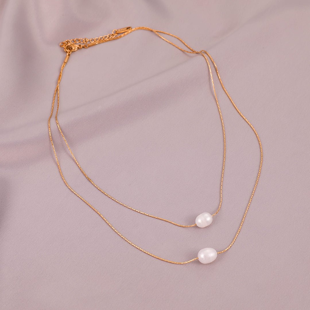 Double - Double Layerd Natural Pearl Necklace