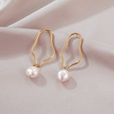 Paige - 18K Modern Single Natural Pearl Drop Earrings