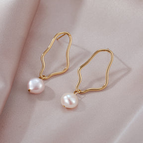 Paige - 18K Modern Single Natural Pearl Drop Earrings