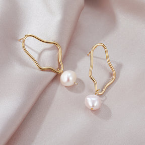 Paige - 18K Modern Single Natural Pearl Drop Earrings