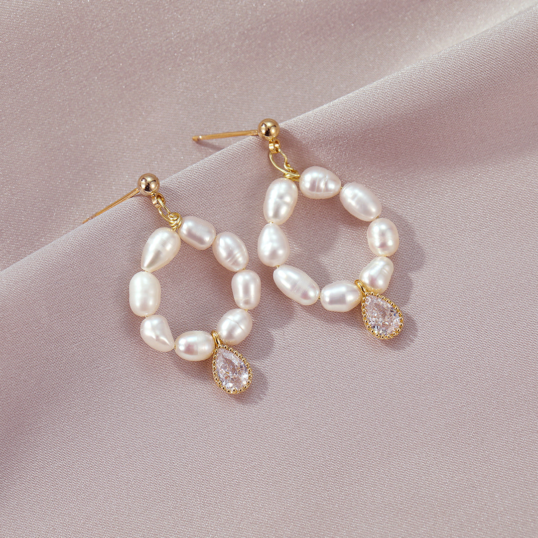 Garland - 14K Wreath-shaped Natural Pearl Drop Earrings