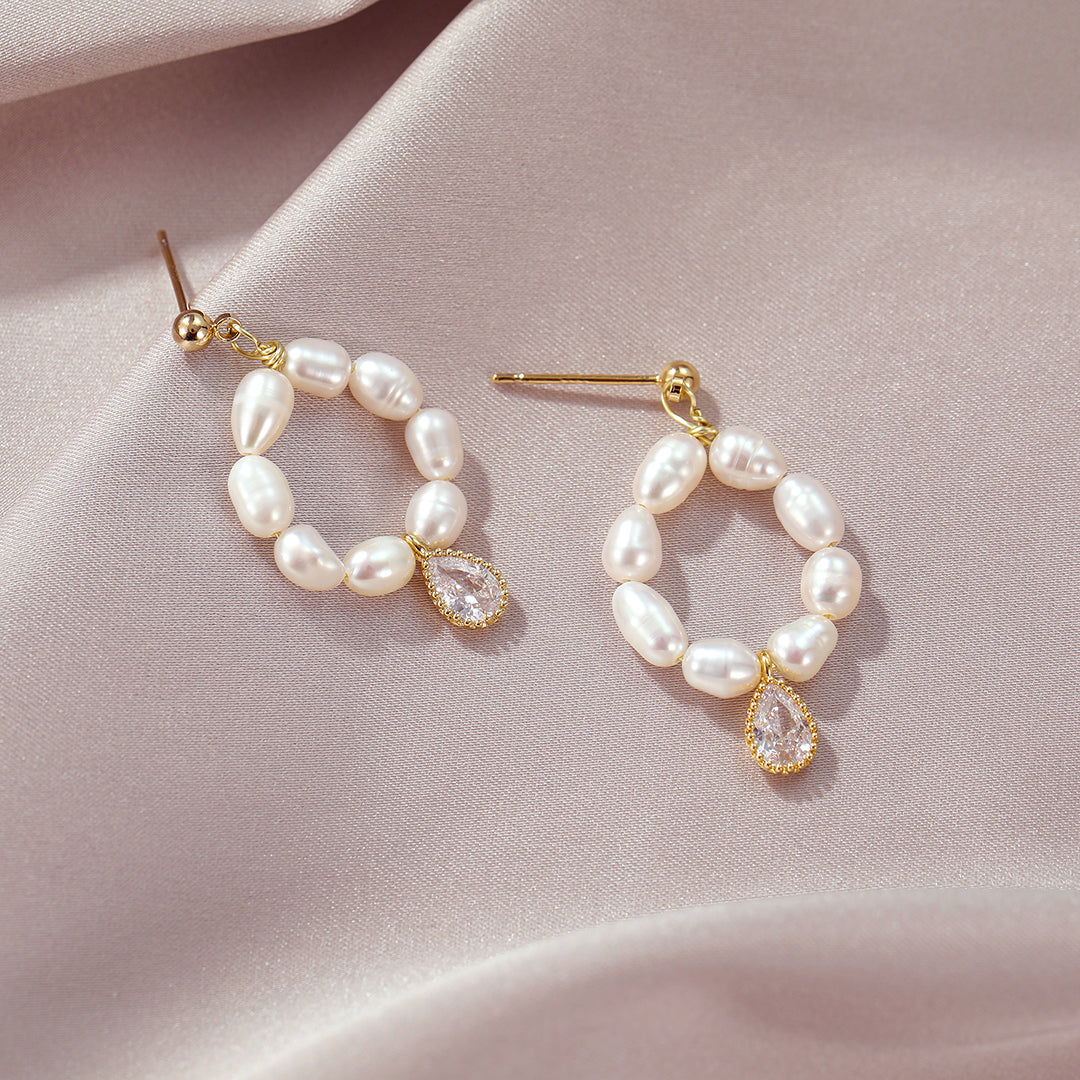 Garland - 14K Wreath-shaped Natural Pearl Drop Earrings