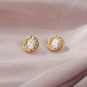 Lydia - 18K Trendy Natural Pearl Round Halo Stud Earrings