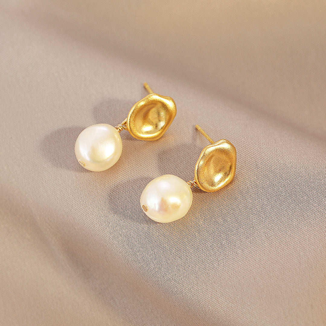 Fosette - 18K Vintage Natural Pearl Drop Earrings