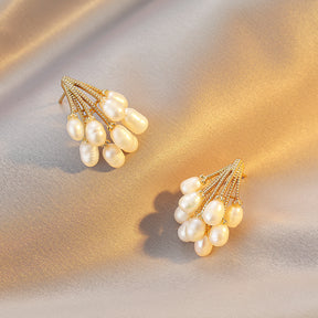 Audrey - 18K Elegant Grape-shaped Natural Pearl Earrings