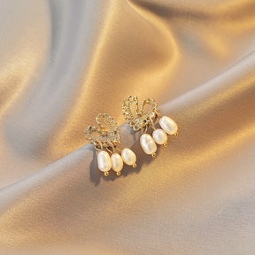 Darlene - 14K Sweet Heart Natural Pearl Stud Earrings