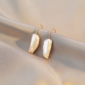 Tansy - 18K Rare Natural Baroque Pearl Drop Earrings