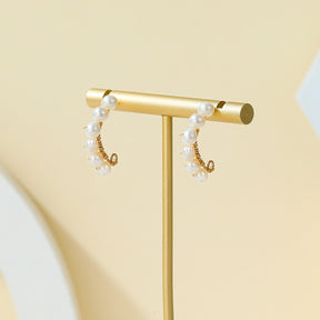 Belle - 18K Natural Pearl Hoop Earrings